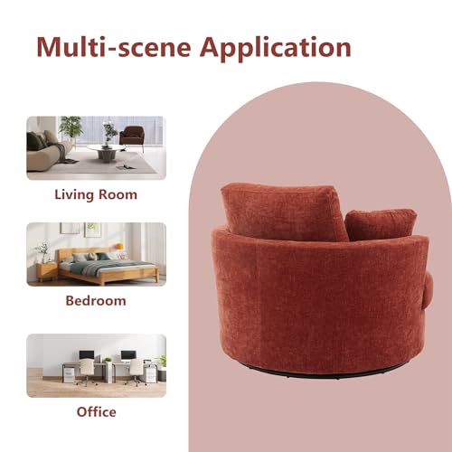 Chifee & Vingol 42.2" Oversized Swivel Accent Chair Round Barrel Chair,Chenille,Beige