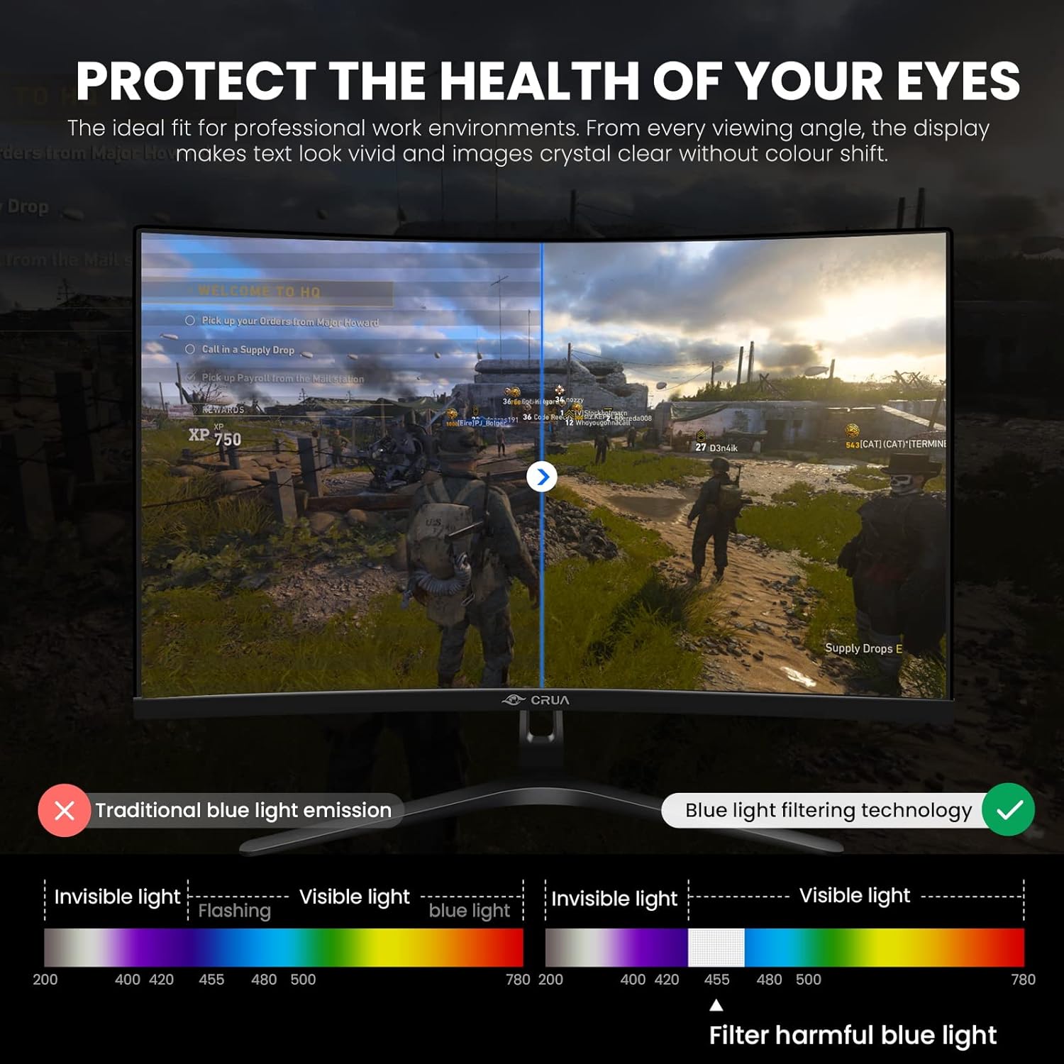 CRUA 32 inch 165Hz Ultrawide Monitor, Curved Gaming Monitor, PC Monitor FHD 1080P Monitor, 1800R Display, 1ms GTG, Freesync and Low Motion Blur