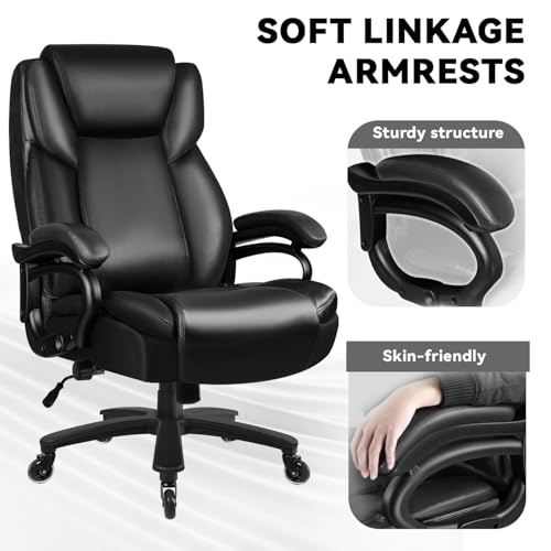 Big and Tall Office Chair 500lbs, Heavy Duty Executive Office Leather Chair for Heavy People