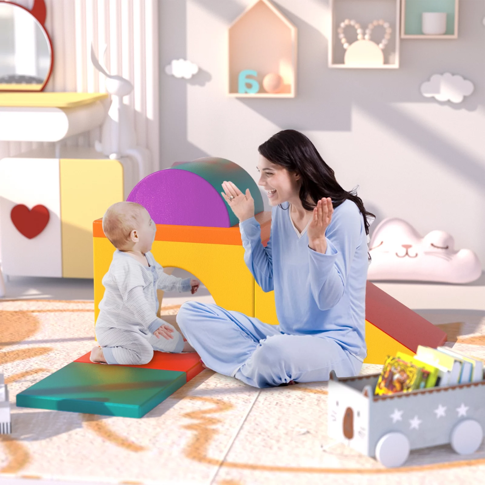 KORIMEFA 5 PCS Kids Climbing Toys for Toddlers 1-3, Lightweight Couch Kids for Crawling Sliding, Soft Play Equipment Foam Climber Blocks