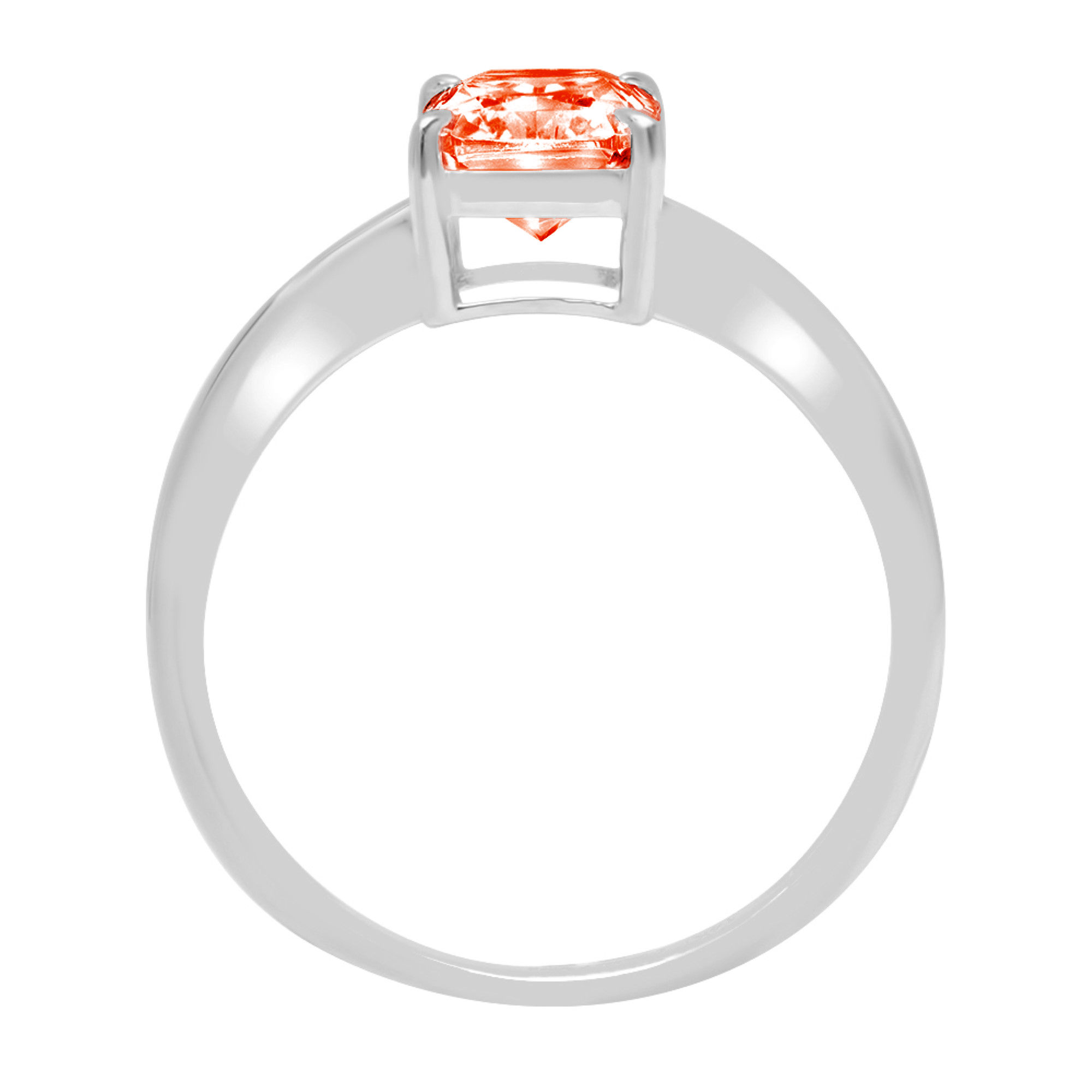 2.5 ct Brilliant Radiant Cut Clear Simulated Diamond 18K White Gold Solitaire Ring SZ 6.75