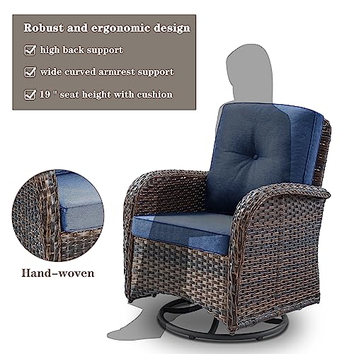 Patio Wicker Chairs Swivel Rocker - Outdoor Swivel Rocking Chairs Set of 2 with Rattan Side Table