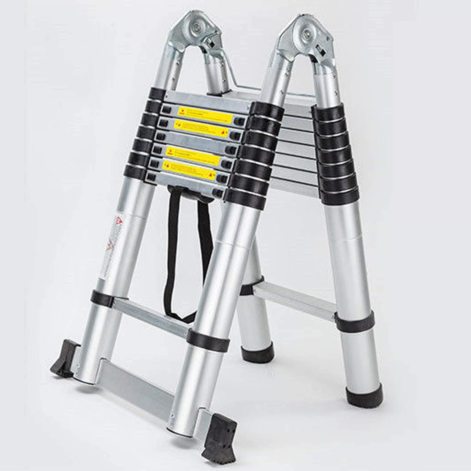 16.5FT Aluminum Telescoping Extension Ladder 330lbs Max Capacity A-Frame Lightweight Portable Multi-Purpose Folding with Support Bar Anti-Slip EN131