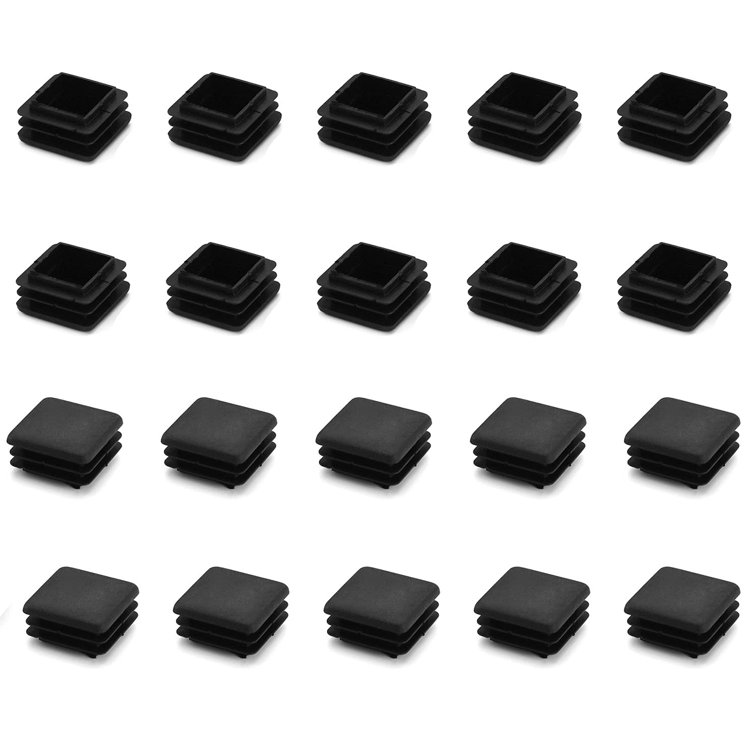 QWORK 10 PCS 1 X 2 Rectangle Black Plastic Plug End Cap for Pipe Tubing, Chair Leg
