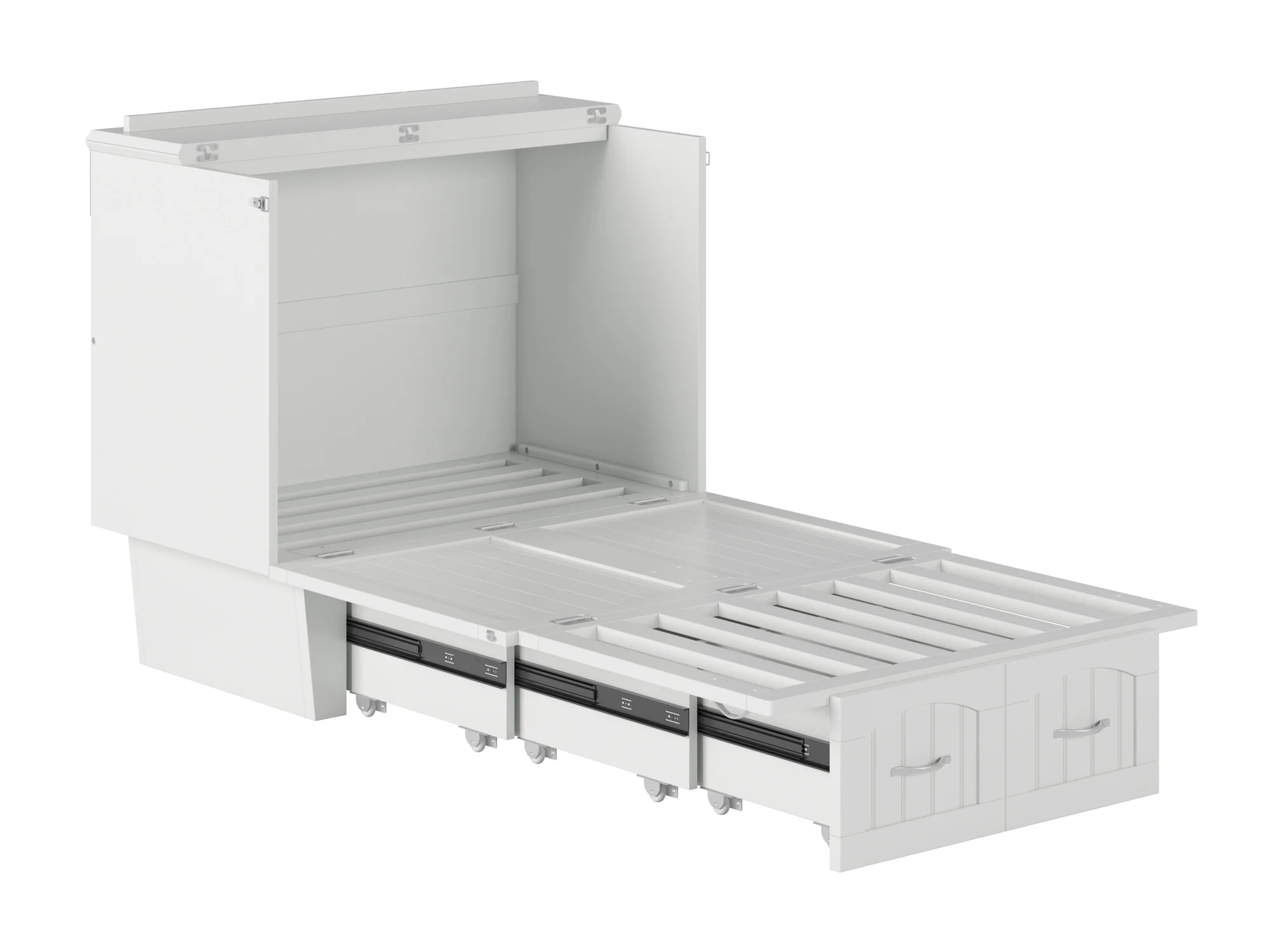 AFI Nantucket Twin Solid Wood Murphy Bed Chest with Mattress, Drawer & Charger in White
