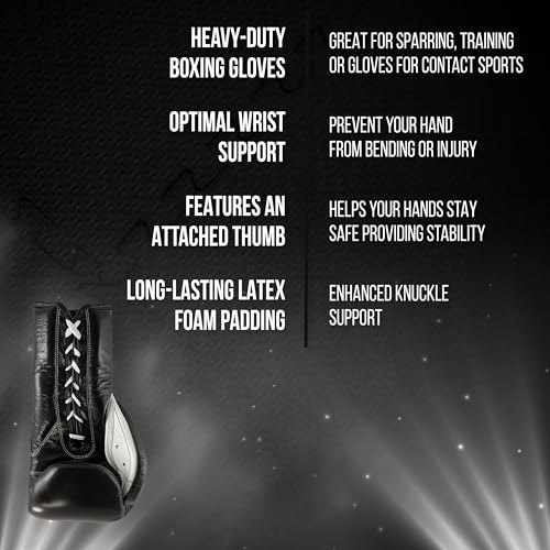 CLETO REYES Traditional Professional Boxing Gloves with Laces for Training, Sparring and Heavy Punching Bags for Men and Women, MMA, Kickboxing