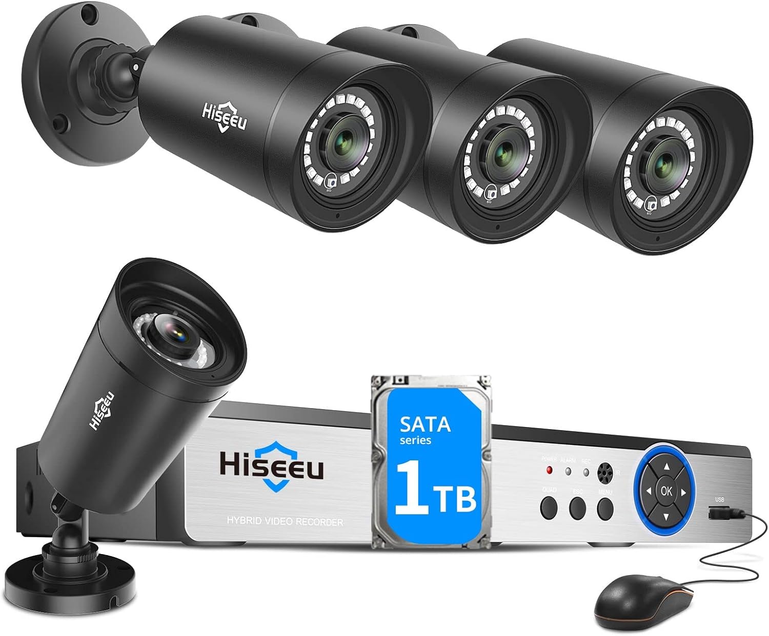 【3TB HDD】 Hiseeu 5MP 8Channel Security Camera System,8Pcs 5MP Super HD Wired Outdoor Cameras with Night Vision, Home Surveillance System