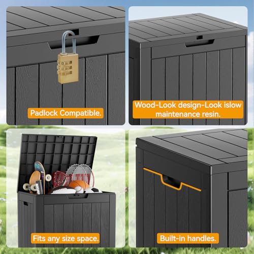 KAMABOKO Outdoor Storage Box, 150 Gallon Large Outdoor Resin Deck Box, Storage Waterproof Boxes Lockable Lid for Garden Tools, Pool Supplies
