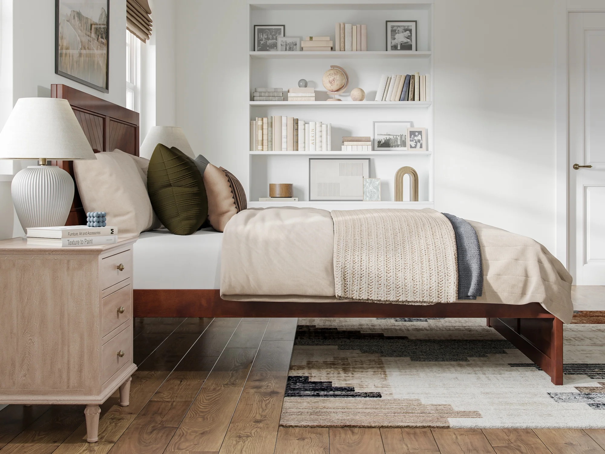 AFI Canyon Walnut Solid Wood Platform Bed with Matching Footboard, Queen