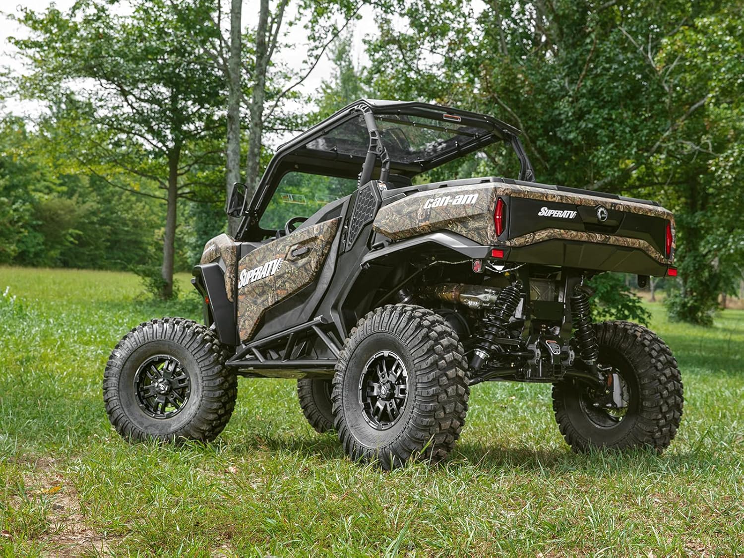 SuperATV Nerf Bars / Tree Kickers / Rock Sliders for 2021+ Can Am Commander 1000R DPS / 1000R XT / 1000R XTP | Black | Bolt-On | 1.75” Diameter Steel