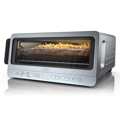 Ninja Digital Air Fry Countertop Oven, 8-in-1 Functionality, 1800W, Flip-Up Design, XL Capacity, Air Fry Basket, Wire Rack & Crumb Tray, Silver, SP101