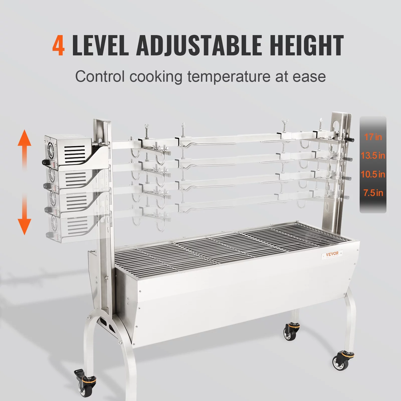 BENTISM Roaster Spit Rotisserie BBQ Grill Whole Pig Lamb Chicken Roaster 50W 90lbs