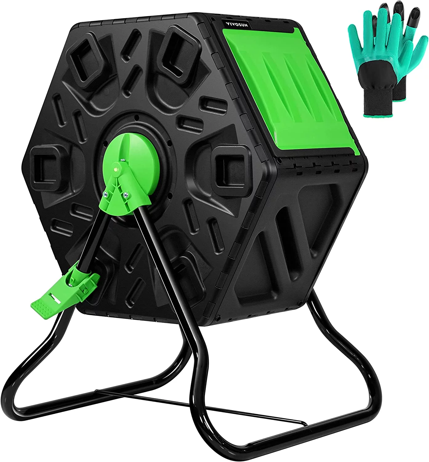 VIVOSUN Tumbling Composter, 18.5 Gallon Compost Bin, Heavy-Duty Compost Tumbler w/Sliding Door