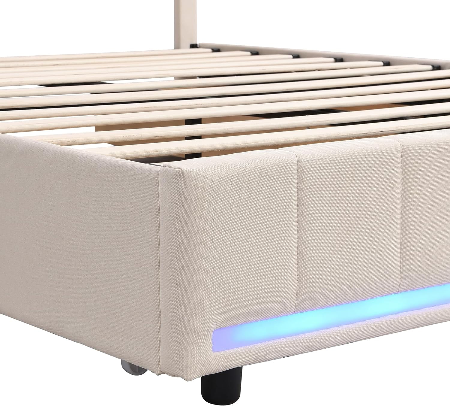 Queen LED Bed Frame With 4 Storage Drawers And USB Ports ,Modern Platform Bed Frame With LED Headboard And Footboard
