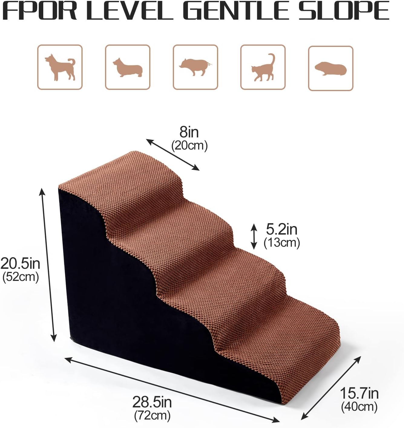 INRLKIT Dog Stairs 4 Tiers Foam Dog Ramps/Steps, Puppy Climbing Ladder Pet Ramp Stairs Step Sofa Bed Ladder for Puppies Small Medium Dogs/Cats