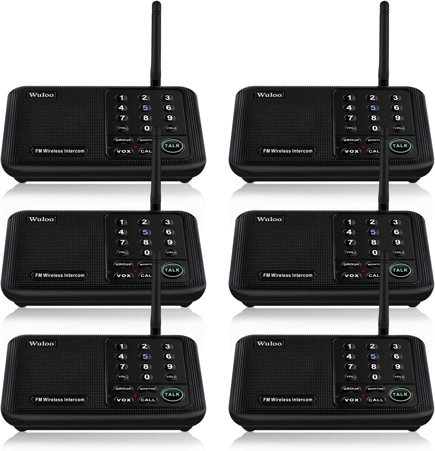 Wuloo Intercoms Wireless for Home 5280 Feet Range 10 Channel 3 Code, Wireless Intercom System for Home House Business Office, Room to Room Intercom