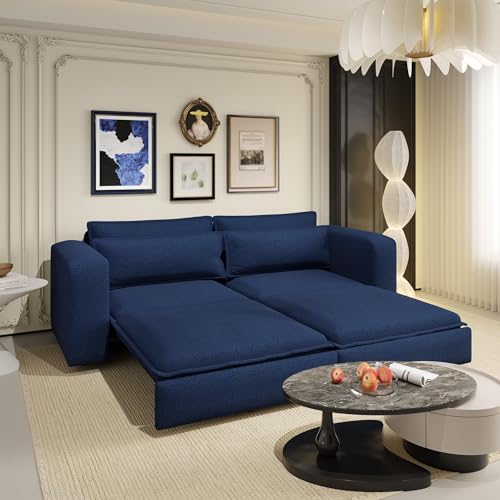 93" King Pull Out Sofa Bed, 3 in 1 Convertible Sleeper Sofa Couch, Comfy 3 Seater Sleeper Bed with 2 Pillows