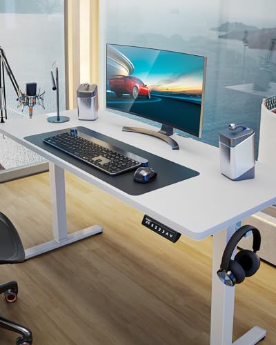ErGear Height Adjustable Electric Standing Desk, 48 x 24 Inches Sit Stand up Desk, Memory Computer Home Office Desk with Two-Piece Desktop (Walnut)