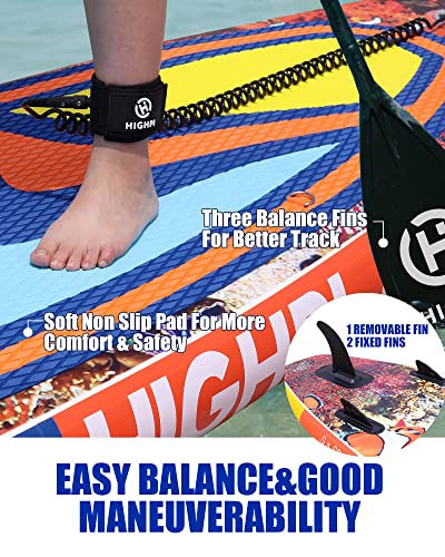 Highpi Inflatable Stand Up Paddle Board Premium SUP Accessories, Backpack, Wide Stance, Surf Control, Non-Slip Deck, Leash, Paddle and Pump