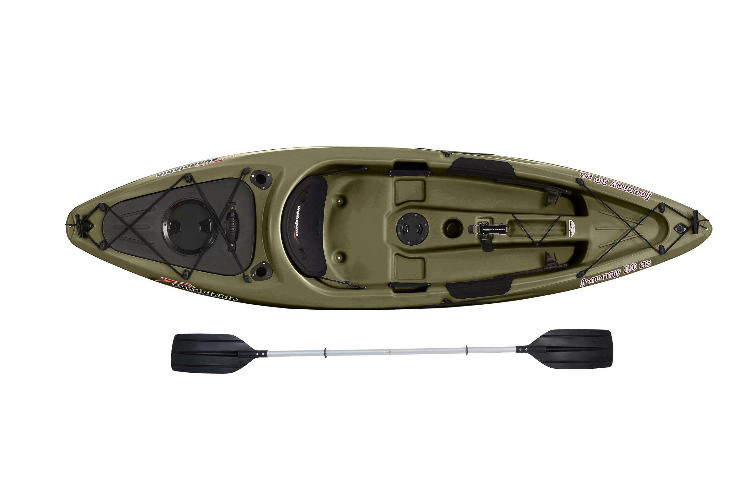 Sun Dolphin Journey 10' Sit-on Angler Kayak Olive, Paddle Included