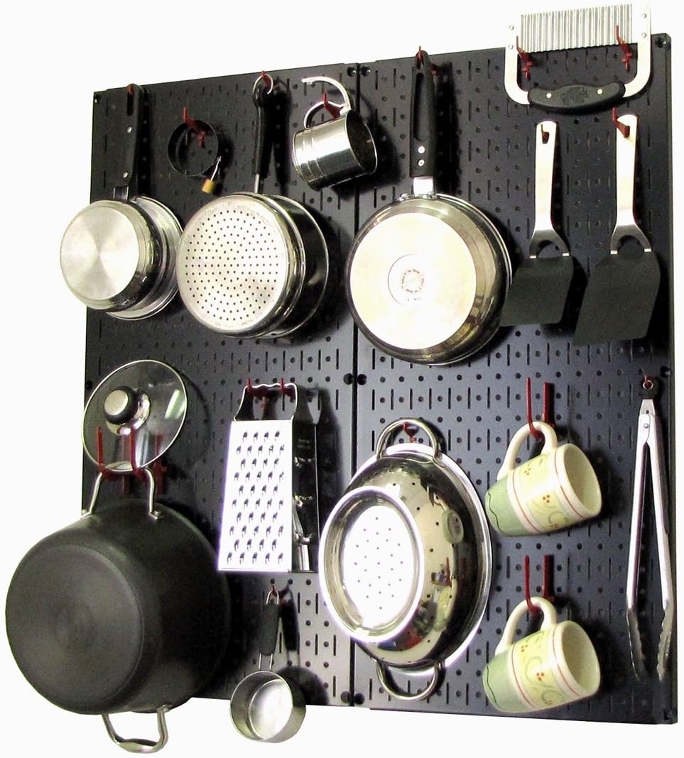 Wall Control Kitchen Pegboard Organizer Pots and Pans Pegboard Pack Storage and Organization Kit with White Pegboard and White Accessories Pack of 2