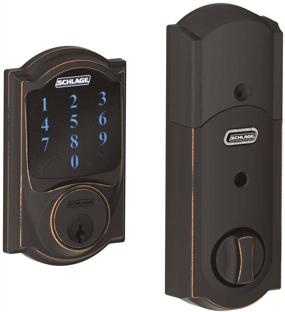 Schlage Electronic Touchscreen Deadbolt, Camelot Design, Aged Bronze Finish - BE469NX Cam 716 KDC