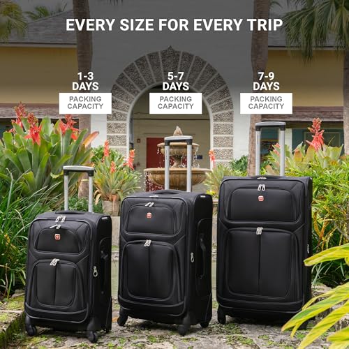 SwissGear Sion Softside Expandable Roller Luggage, Teal, 3 Piece Set (21/25/29)