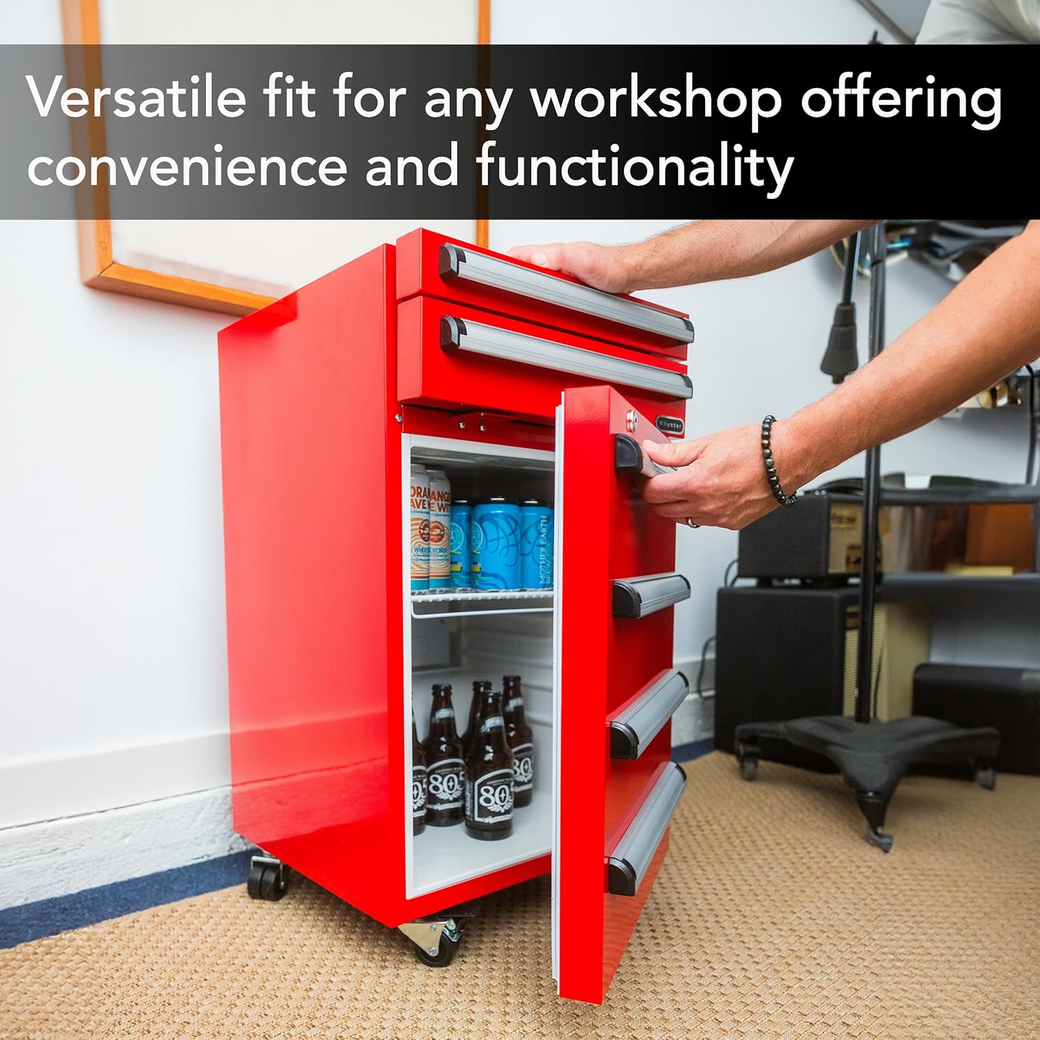 Whynter TBR-185SR 1.8 cu. ft. Portable Tool Box Refrigerator with 2 Drawers and Lock, One Size, Powder Coated Red