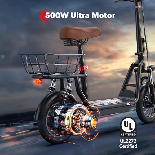 iScooter Electric Scooter with Seat, 37/21 Miles Long Range & 28/19/15.6 MPH Top Speed, 14"/12"/10" Pneumatic Tire