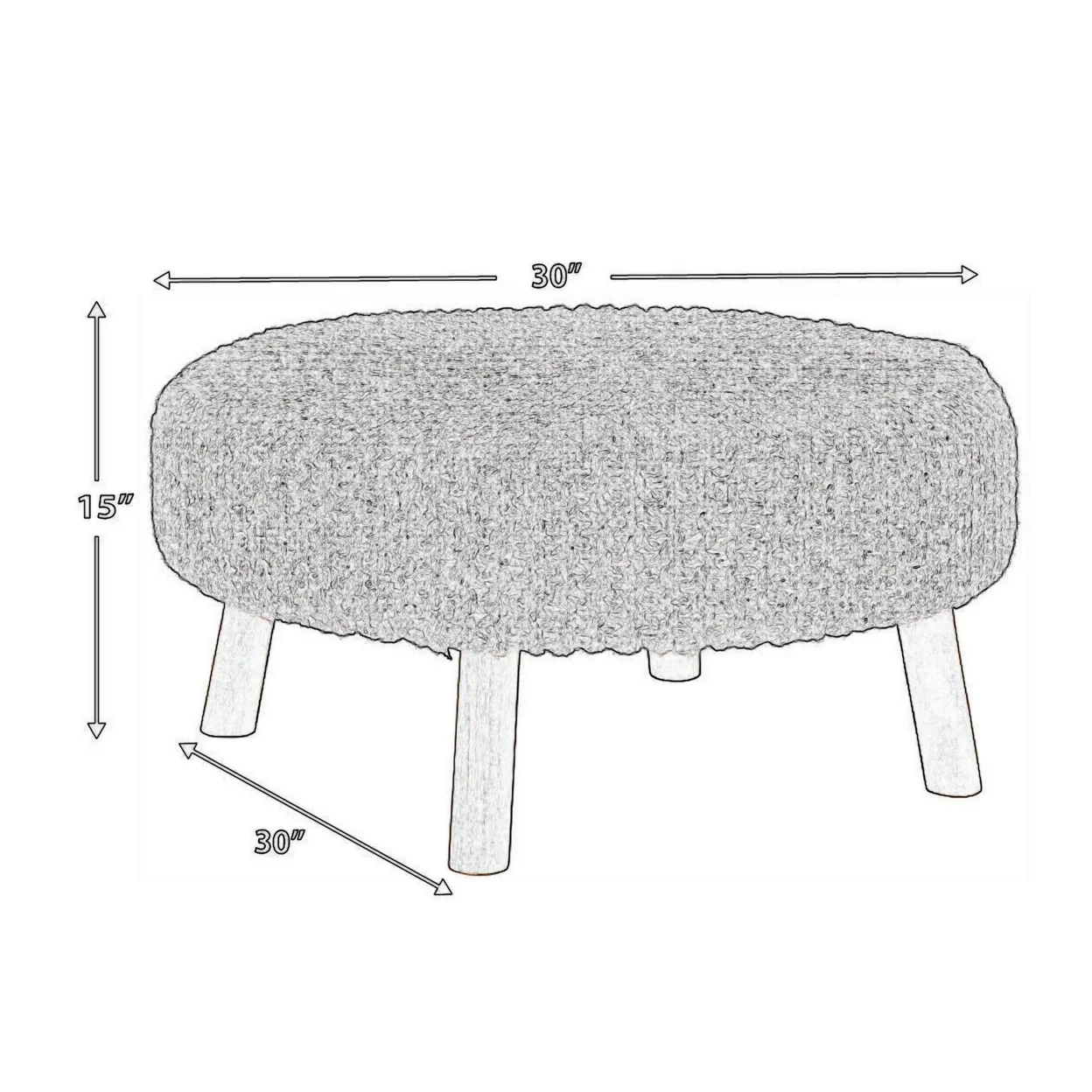 Oversized Accent Ottoman with Hand Knitted Fabric Charcoal Gray- Saltoro Sherpi