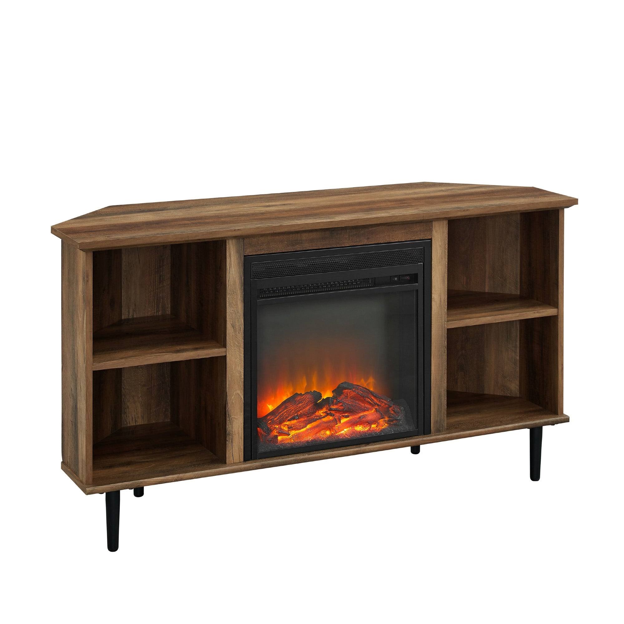 Carbon Loft 48-Inch Corner Fireplace TV Console - Grey Wash
