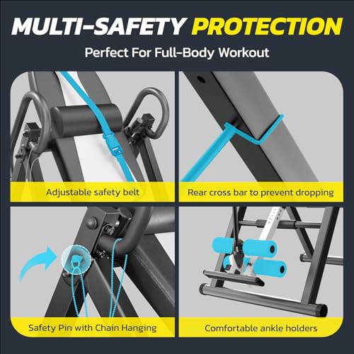 Dripex Heavy Duty Gravity Inversion Table 300 lbs Capacity with Adjustable Protective Belt Inversion Table for Back Pain Relief Updated