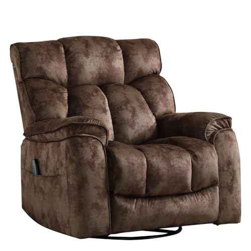 INZOY Massage Swivel Rocker Recliner with Heat and Vibration, Manual Rocking Recliner Chair with Vibrating Massage