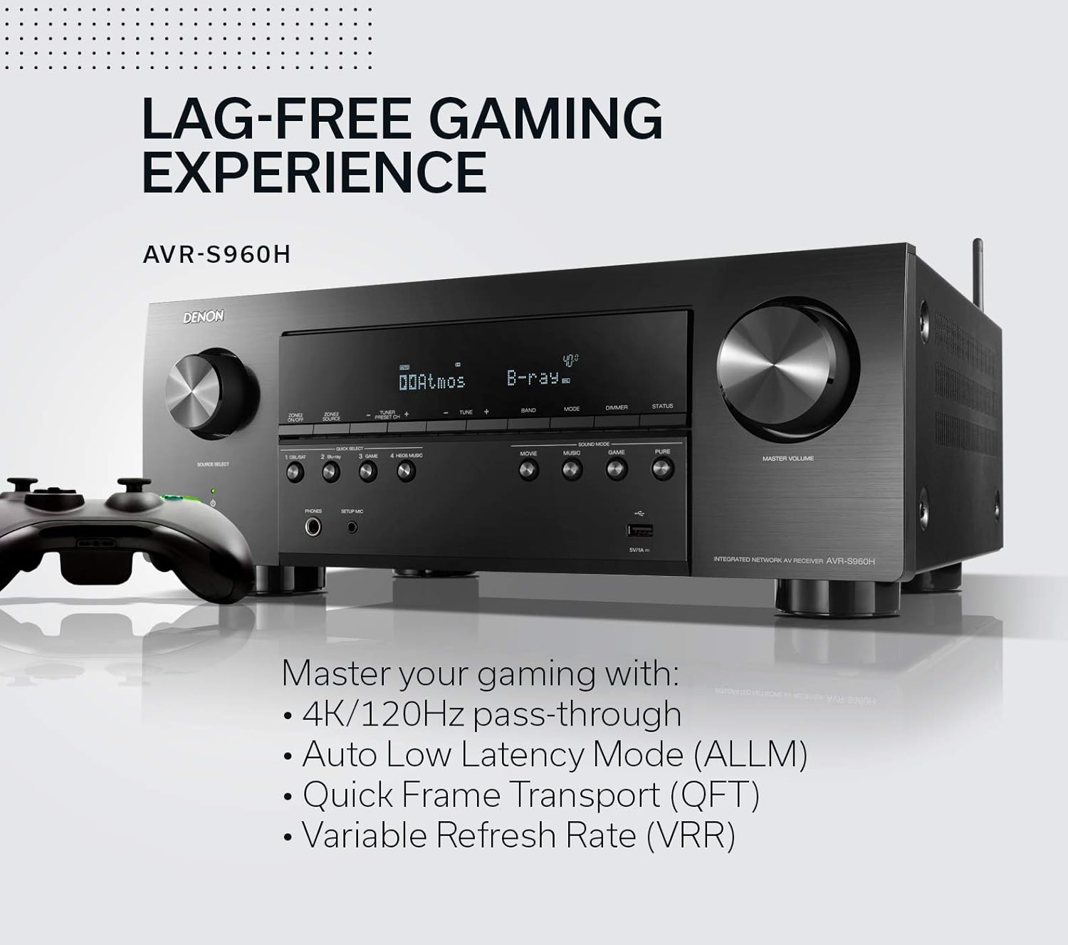 Denon AVR-S960H 8K Ultra HD 7.2 Channel (90Watt X 7) AV Receiver 2020 Model - Built for Gaming, Music Streaming, 3D Audio & Video, Alexa + HEOS, Black