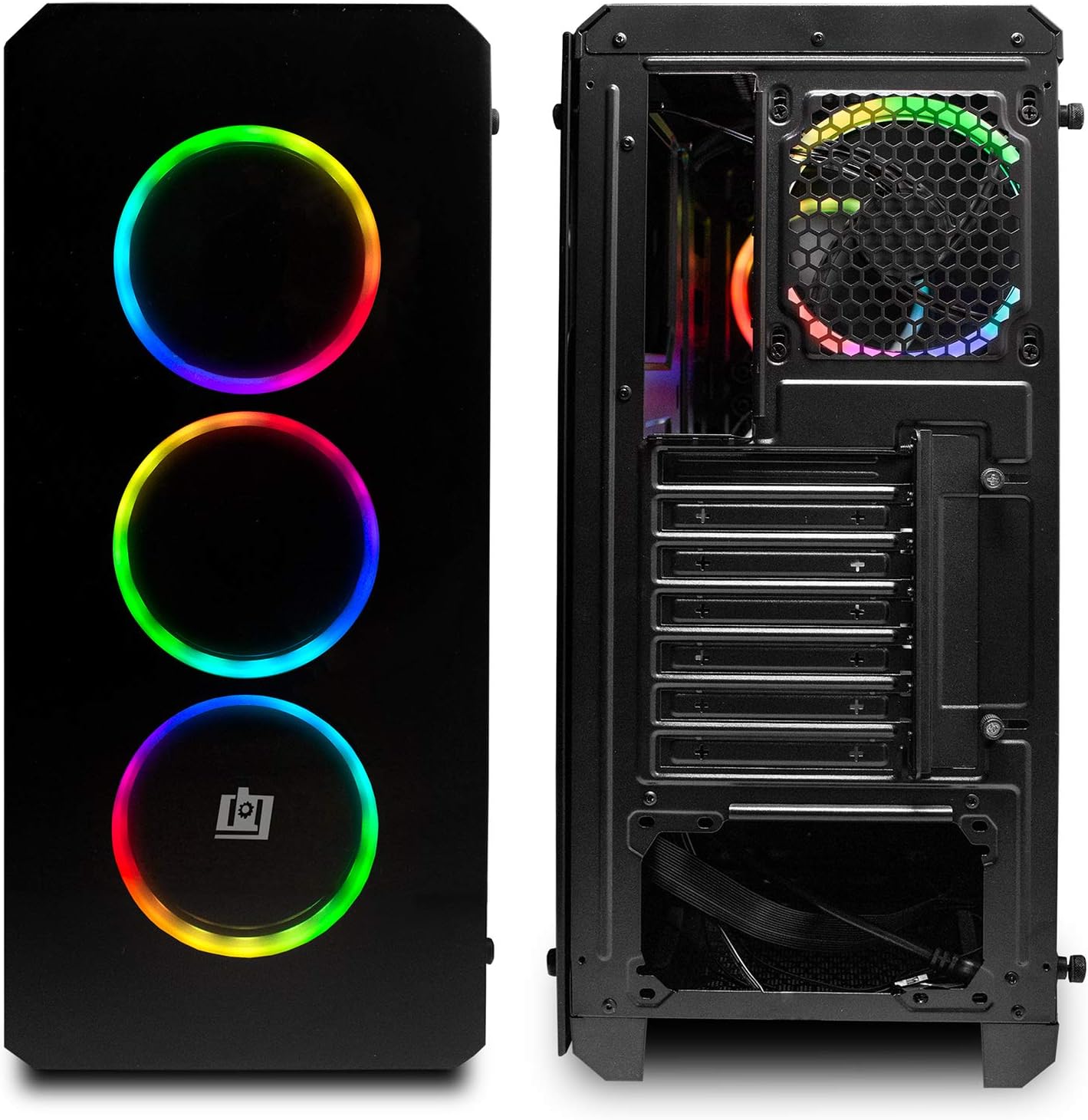 Deco Gear Mid-Tower PC Gaming Computer Case 3-Sided Tempered Glass and LED Lighting - Mini-ITX, Micro-ATX, ATX