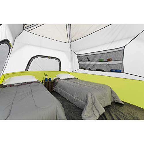 CORE Instant Cabin Tents | 6 Person / 9 Person / 10 Person / 12 Person Family Cabin Multi Room Pop Up Tents Car Camping | Included Storage Pockets