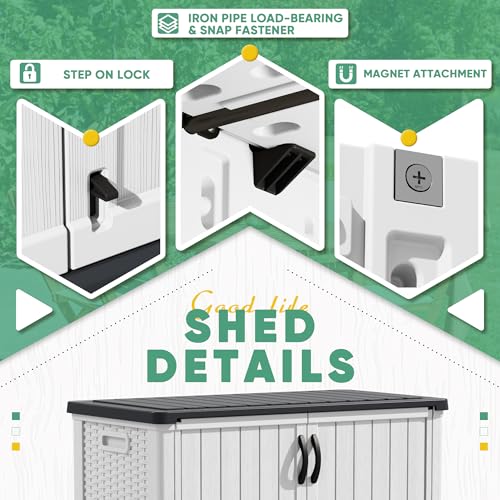 Devoko Outdoor Storage Cabinet 26 Cu Ft with Lockable Doors, Horizontal Storage Shed Waterproof Patio Tools Storage Box for Sofa Cushions