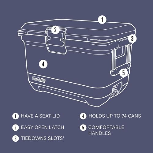 Coleman Pro 55qt Wheeled Ultra-Light Premium Hard Cooler, Extra-Thick Insulation Keeps Ice up to 5 Days, 92-Can Capacity, Heavy-Duty Wheels