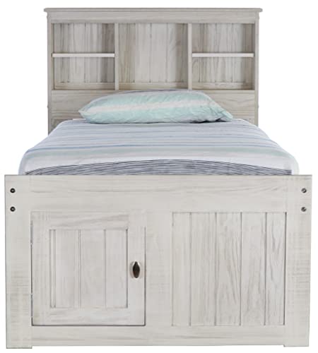 Discovery World Furniture White Full Bookcase Bed with 6 Drawers