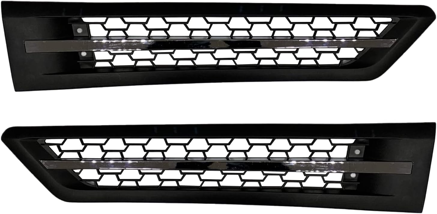 BOLANTON Cascadia Side Grille Air Intake Vent Replacement with LED Lights Left Right Pair for Freightliner Cascadia 2018+ (Green)