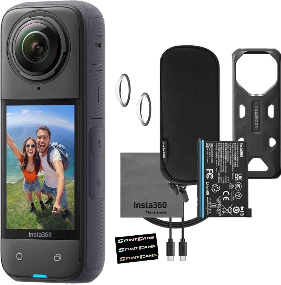 Insta360 X4 - Waterproof 8K 360 Action Helmet Camera, 4K Wide-Angle Video, Invisible Selfie Stick Effect, Removable Lens Guards, 135 Min Battery Life