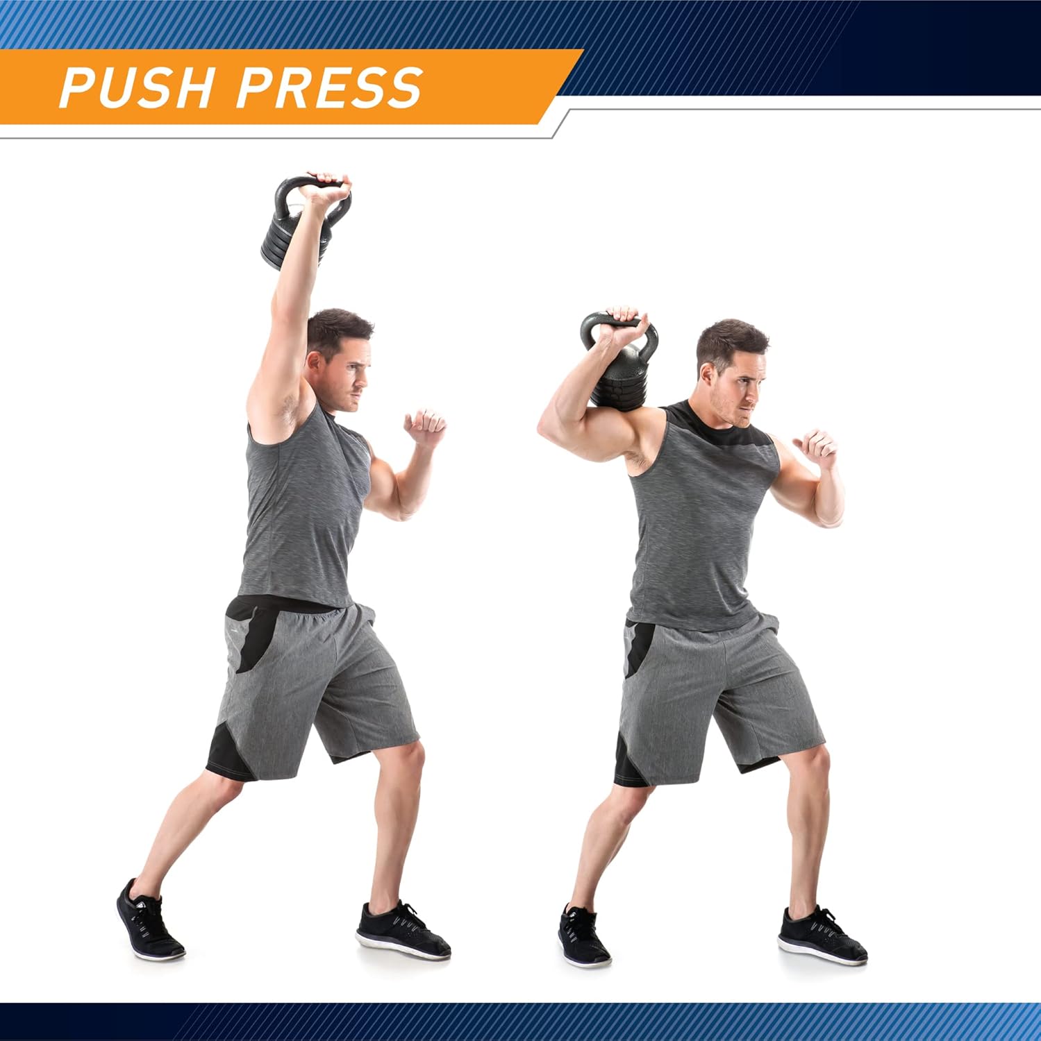 Apex Adjustable Heavy-Duty Exercise Kettlebell Weight Set Strength Training and Weightlifting Equipment for Home Gyms APKB-5009, Grey Pack of 2