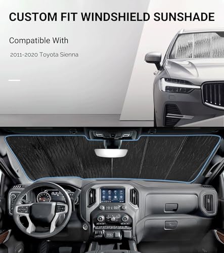 Window Sun Shade for 2011-2020 Toyota Sienna, Premium Folding Sunshade（Full Set