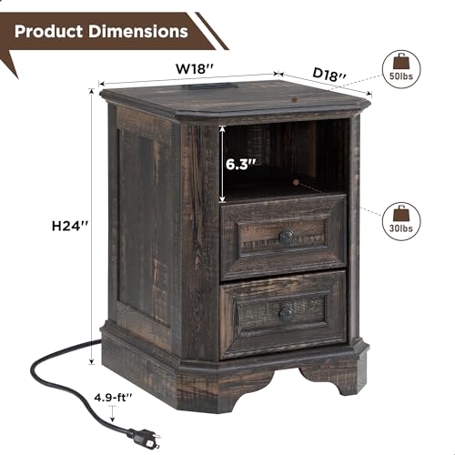 T4TREAM Farmhouse 5 Drawers Dresser for Bedroom, 48" Tall Wood Rustic Chest of Drawers with Natural Texture, Vintage Design