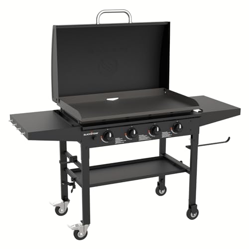 Blackstone 36 Inch Gas Griddle with Hood Cooking Station 4 Burner Flat Top Gas Grill Propane Fuelled Restaurant Grade Professional 36” Outdoor