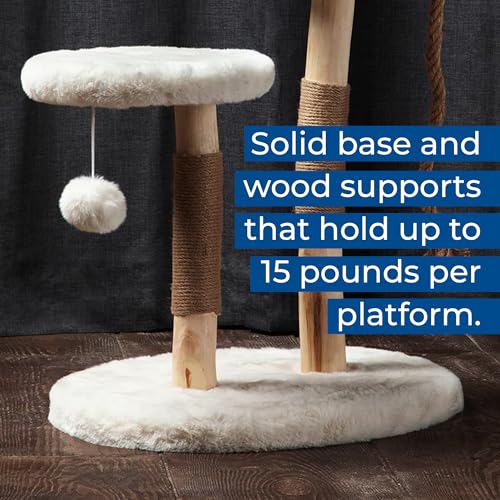 The Sanctuary Cat Tree - Luxury Cat Condo, Large Modern Indoor Tower with 3 Faux Fur Beds, Scratching Posts, and Toys for Cats
