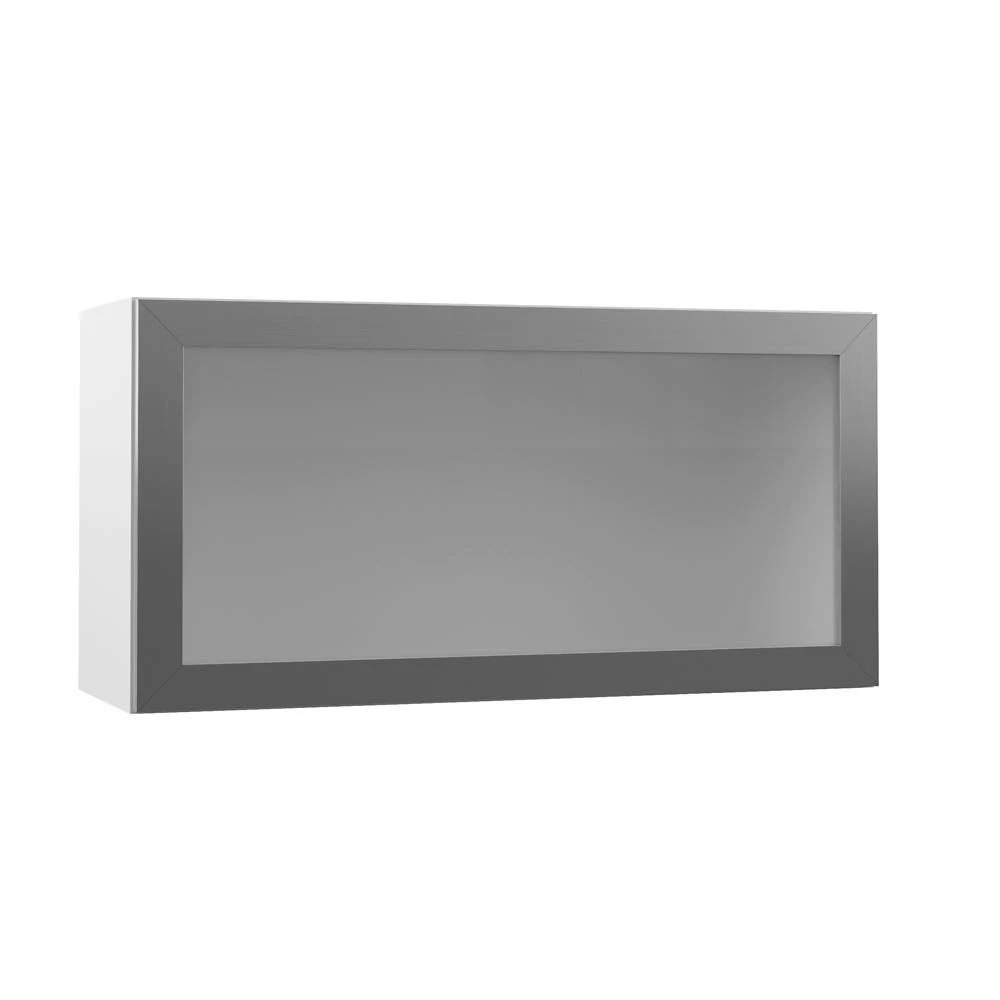 Hampton Bay Designer Series Tayton Assembled 36 in. x 18 in. x 12 in. Lift Up Door with Glass Wall Kitchen Cabinet in White
