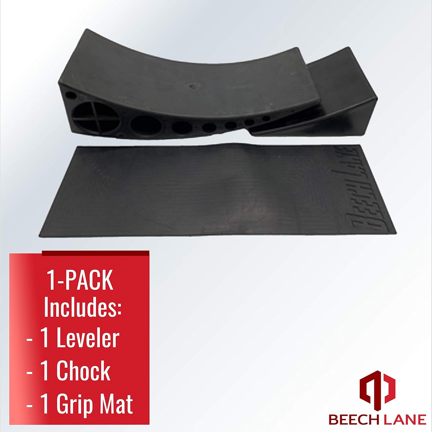 Beech Lane Camper Leveler 2 Pack with Carrying Bag - Precise Camper Leveling, Includes Two Curved Levelers, Two Chocks, Two Rubber Grip Mats