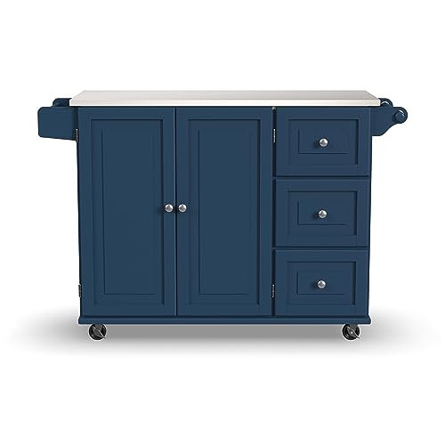 homestyles Mobile Kitchen Island Cart with Stainless Steel Top, Sage Green