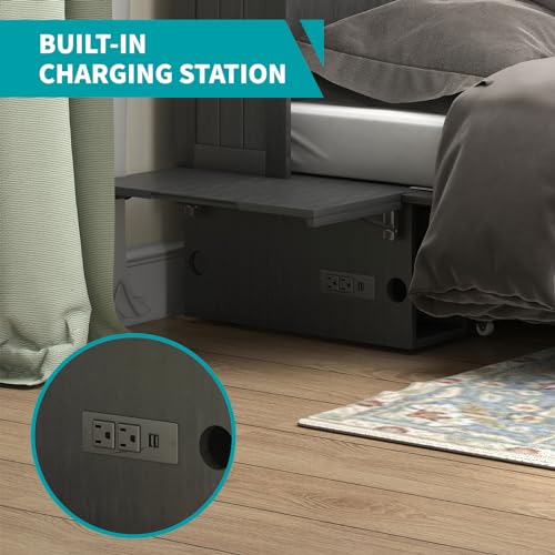 BALUS Queen Murphy Bed Cabinet, Murphy Beds with USB Charging Station, Foldable Mattress